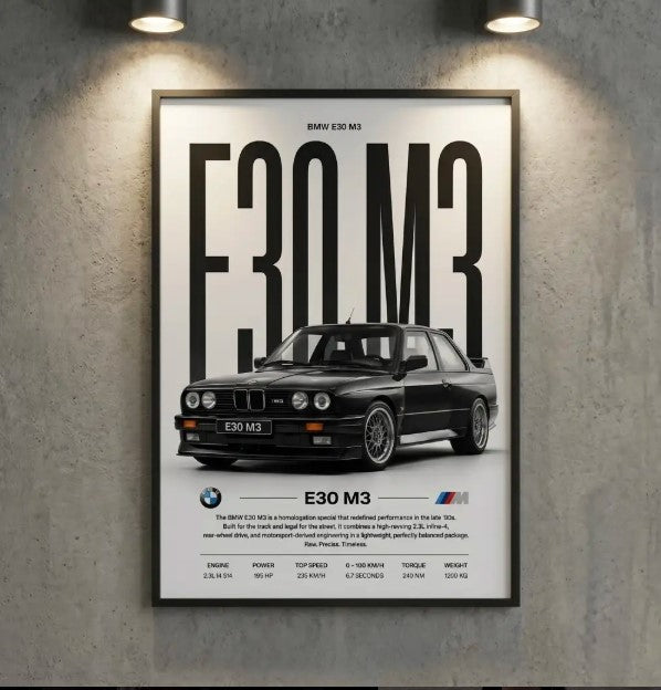BMW E30 M3 | Classic Automotive Art Poster